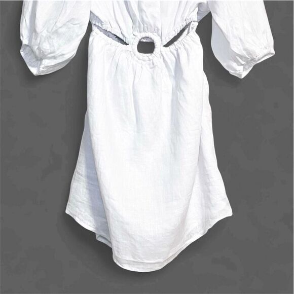 Faithfull The Brand Almero Mini Dress - Plain White Size 6 Boho Linen NWT - Picture 6 of 16